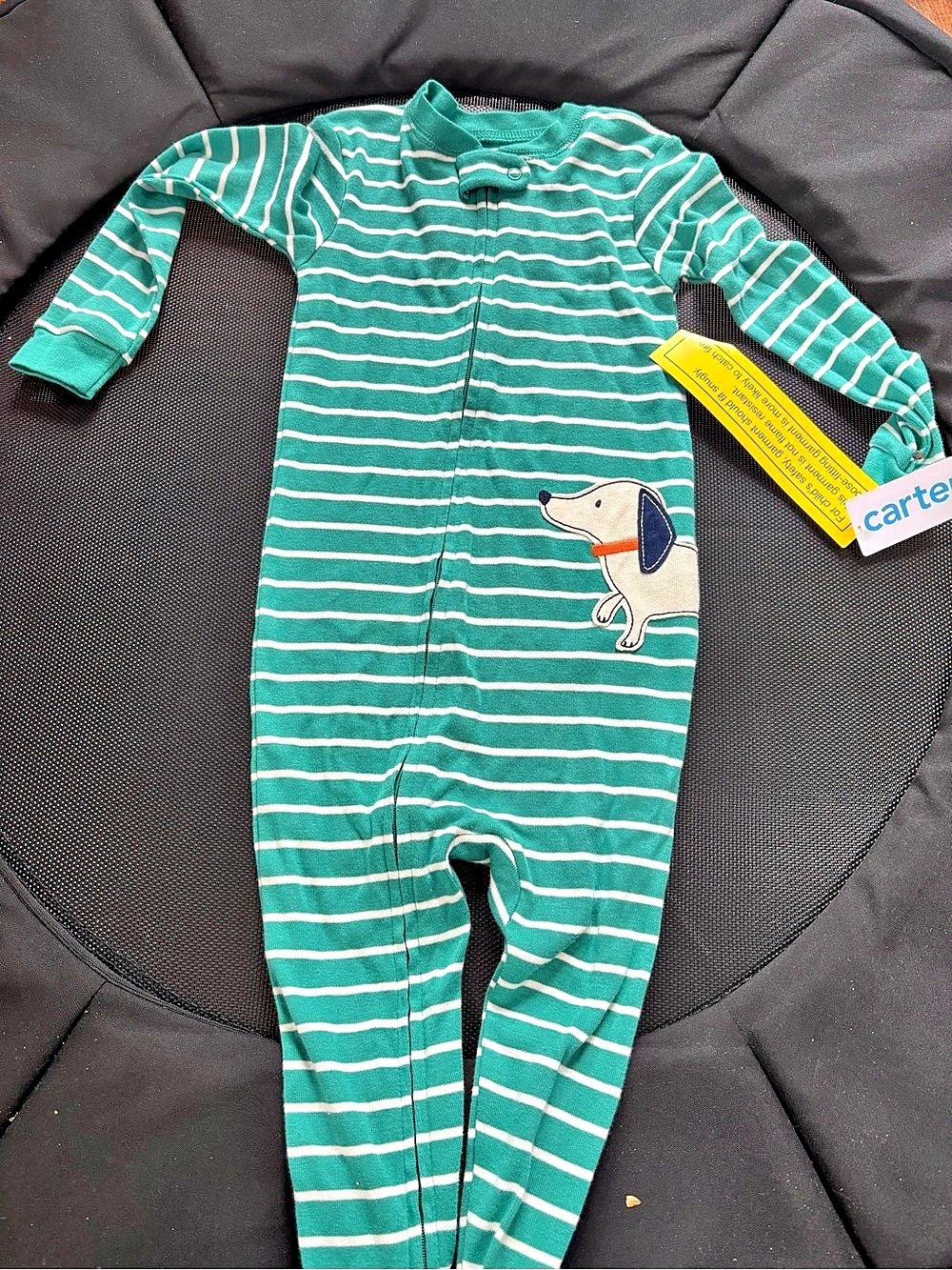 carter's Toddler Boy 1-Piece Dog Striped 100% Cotton Snug Fit Footed Pajama